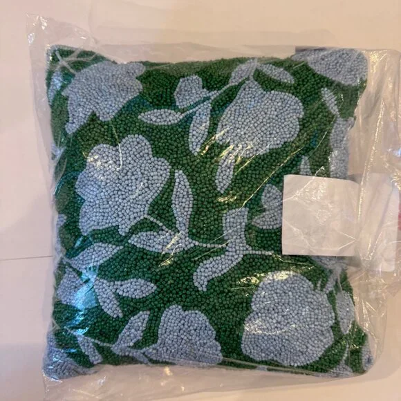 12"x12" Beaded Classic Rose Square Throw Pillow Green/Blue - kate spade new - Picture 3 of 7